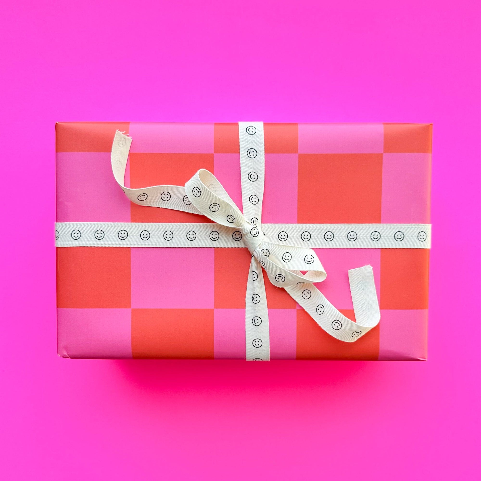 Pink & Orange Checker Gift Wrap
