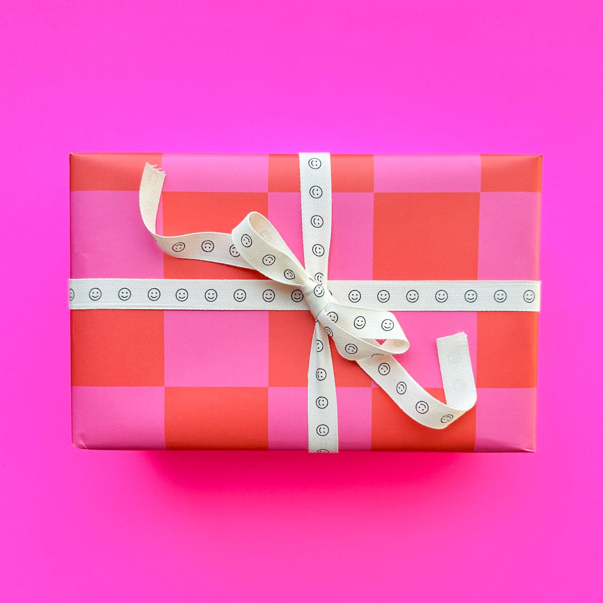 Pink &amp; Orange Checker Gift Wrap