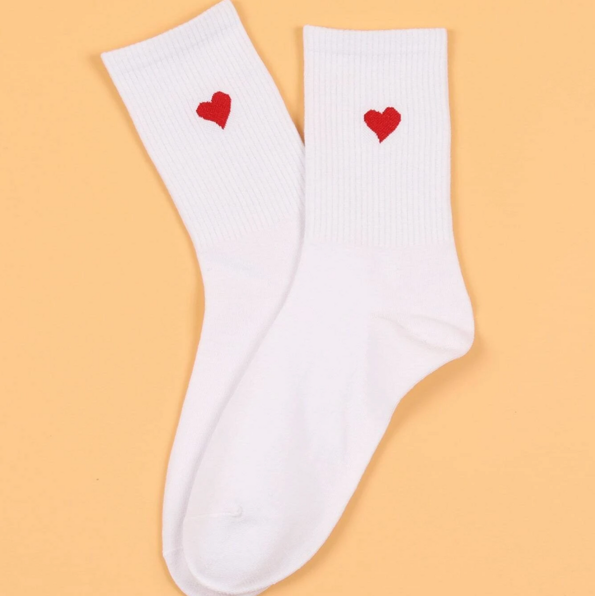 White Heart Socks